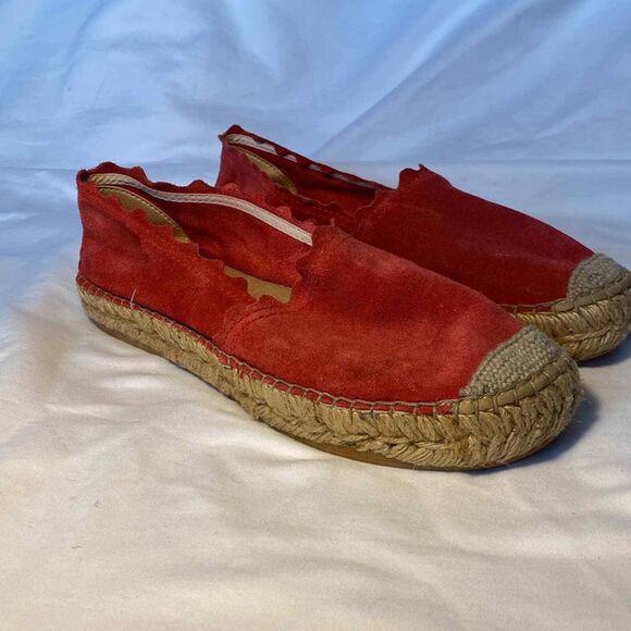 Macarena Espadrille Shoes Womens US 7.5 EU 38 Suede Elisa Scalloped Slip On Red - Picture 6 of 13